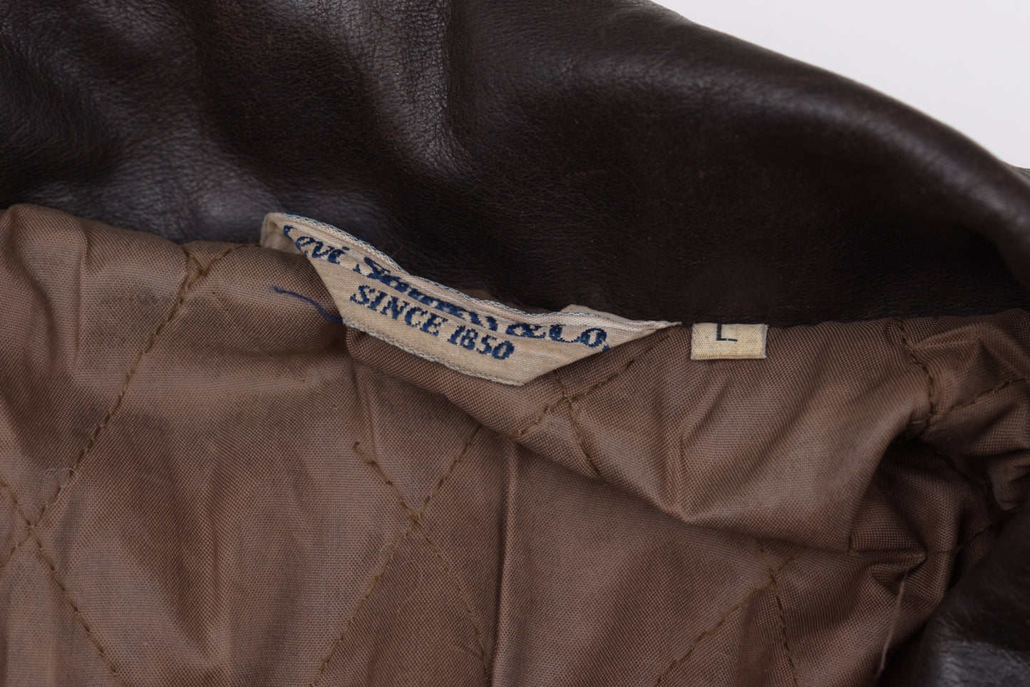 * Vintage 80s Levi's White Tab Brown Leather Type 3 Trucker Jacket Size L, V.Good 7/10 *