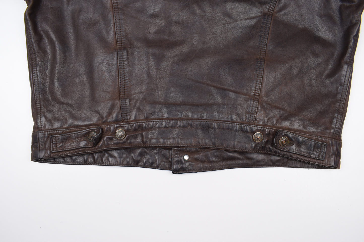 * Vintage 80s Levi's White Tab Brown Leather Type 3 Trucker Jacket Size L, V.Good 7/10 *