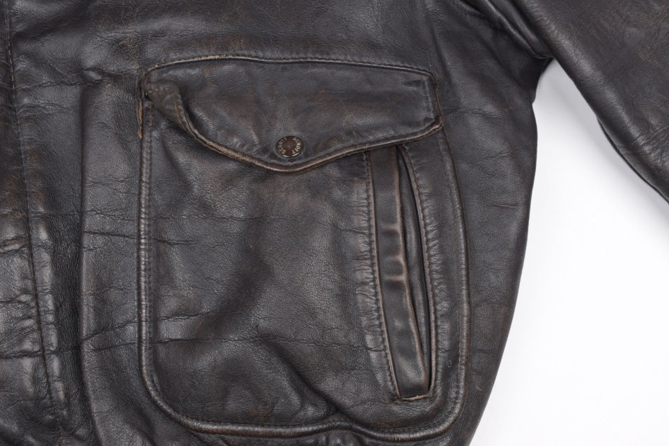 * 70s 80s Vintage Schott 184 SM Brown Flight Jacket, Made in USA, Size 48 L V.Good 7/10 *