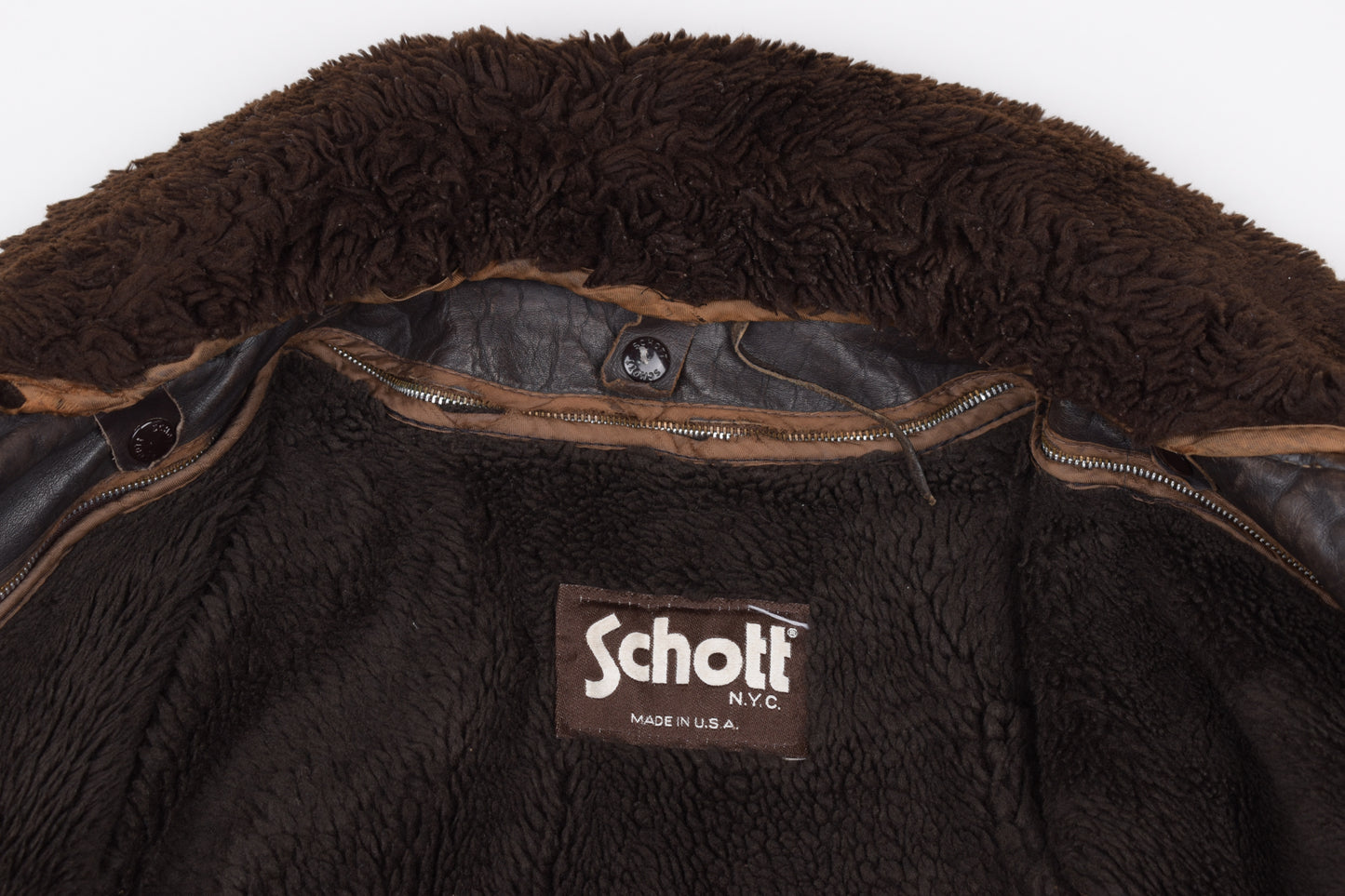 * 70s 80s Vintage Schott 184 SM Brown Flight Jacket, Made in USA, Size 48 L V.Good 7/10 *