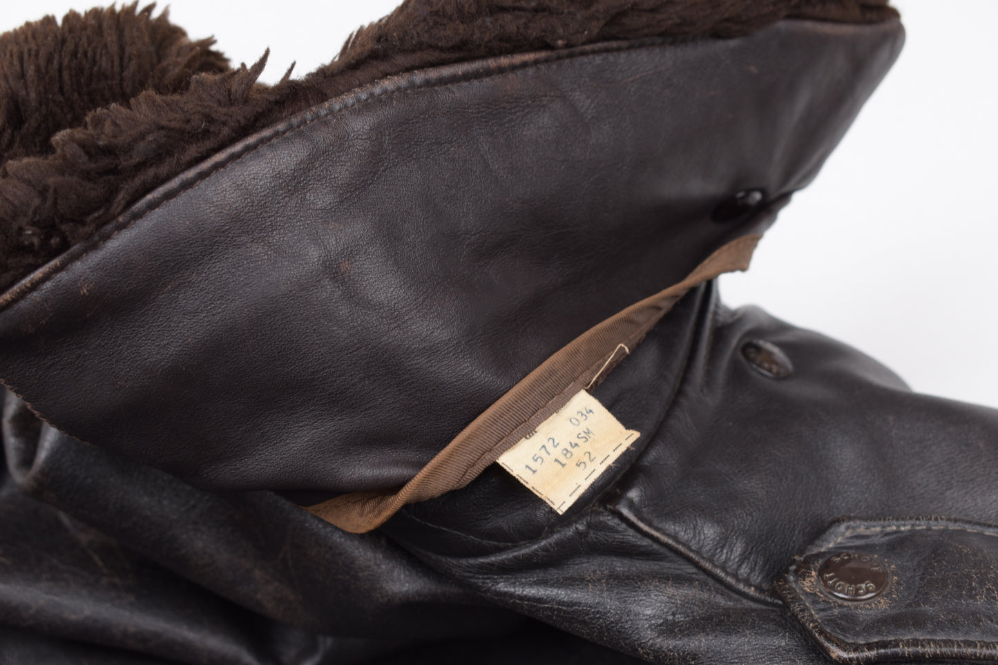 * 70s 80s Vintage Schott 184 SM Brown Flight Jacket, Made in USA, Size 48 L V.Good 7/10 *