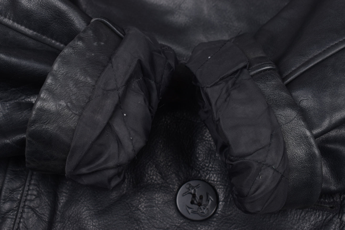 * VTG Schott US 740N Pea Coat Leather Jacket Black, Made In USA, Size 48 L, V.Good 8/10 *
