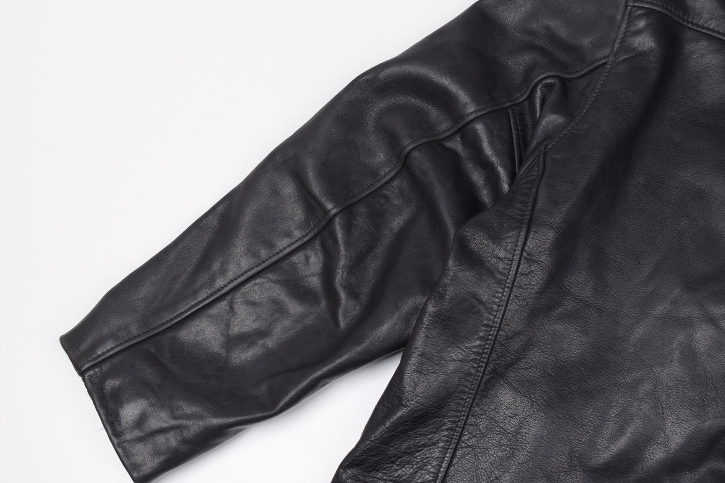 * VTG Schott US 740N Pea Coat Leather Jacket Black, Made In USA, Size 48 L, V.Good 8/10 *