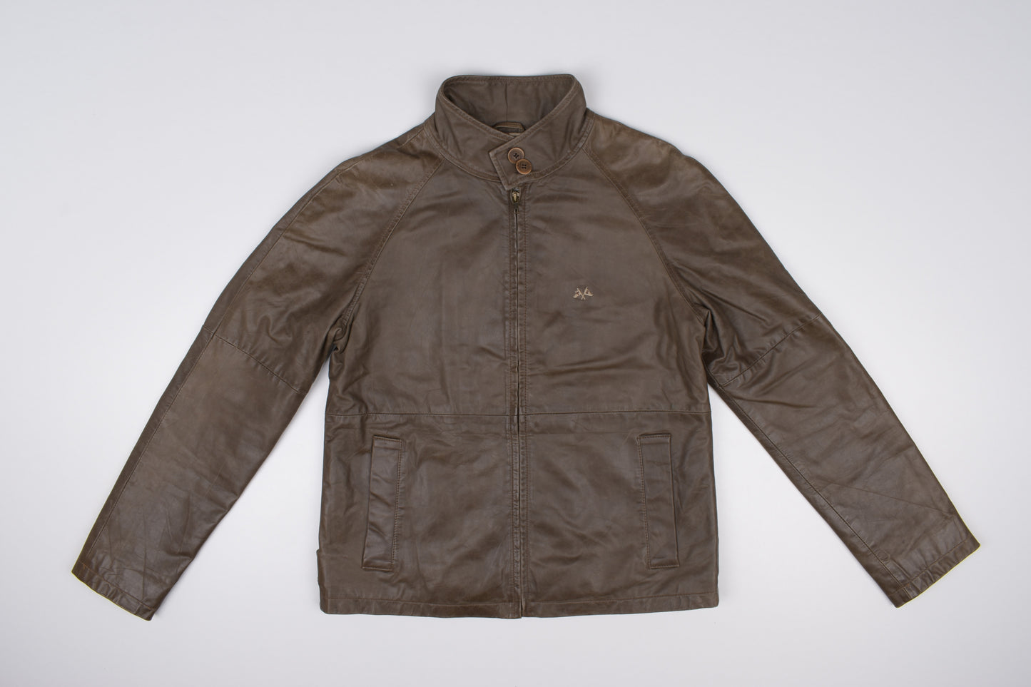 * Vintage Thomas Burberry Olive Green Leather Jacket Size M, V.Good 8/10 *