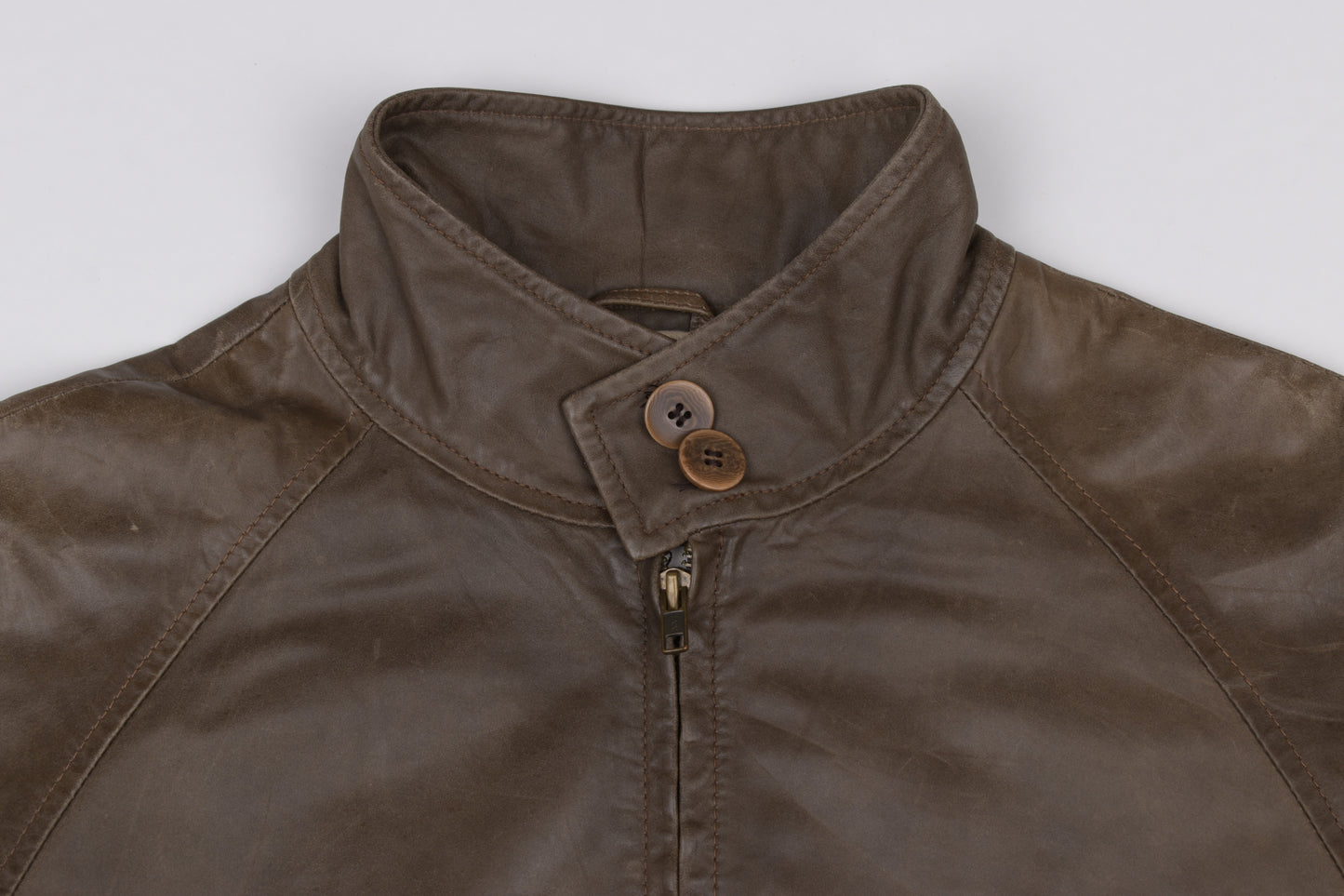 * Vintage Thomas Burberry Olive Green Leather Jacket Size M, V.Good 8/10 *