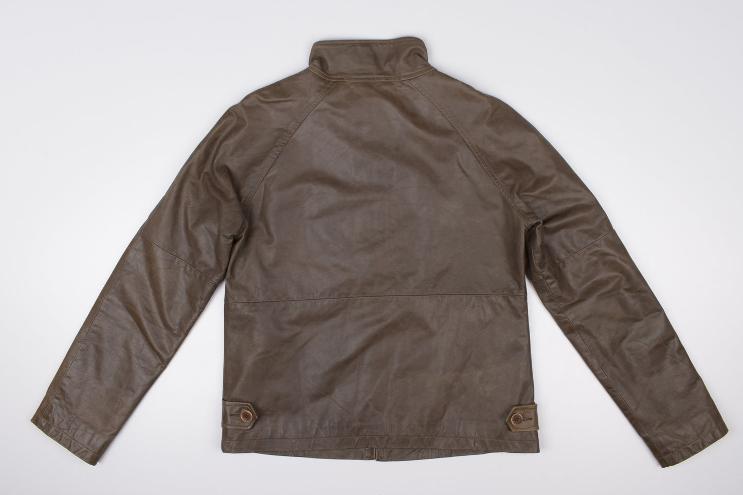 * Vintage Thomas Burberry Olive Green Leather Jacket Size M, V.Good 8/10 *