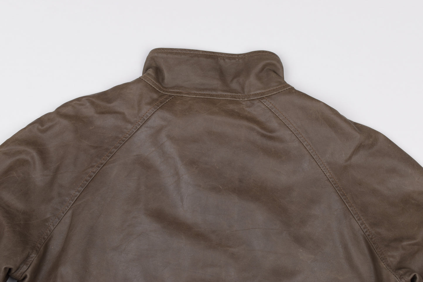 * Vintage Thomas Burberry Olive Green Leather Jacket Size M, V.Good 8/10 *