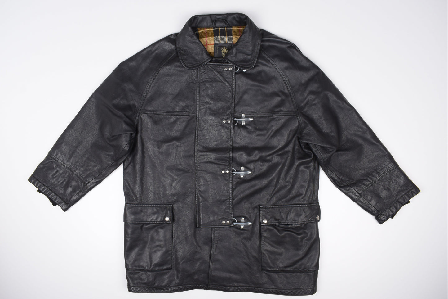 * Fay EMA Fireman Clasp Buckle Leather Coat Jacket, Size XXL, Excellent 9/10