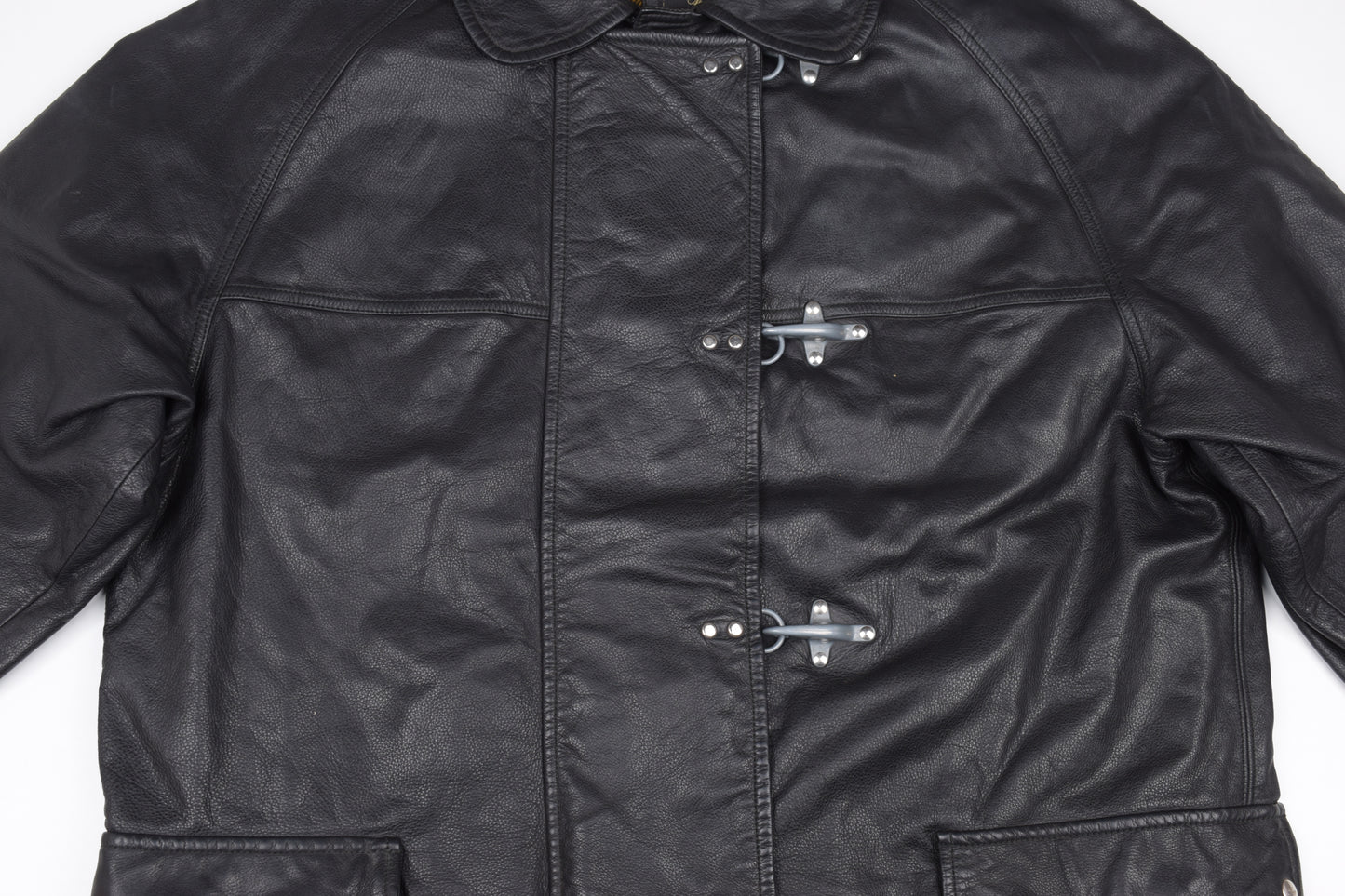 * Fay EMA Fireman Clasp Buckle Leather Coat Jacket, Size XXL, Excellent 9/10