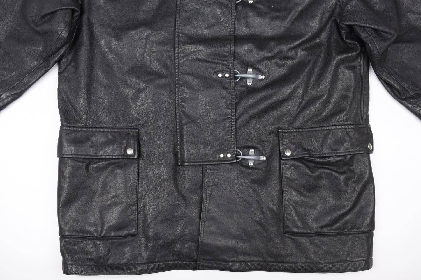 * Fay EMA Fireman Clasp Buckle Leather Coat Jacket, Size XXL, Excellent 9/10
