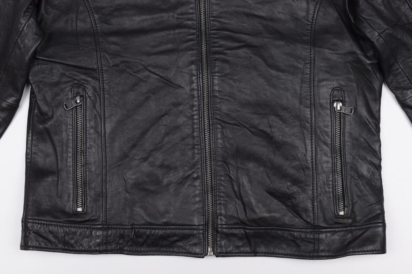 * Emilio Adani Mens Black Leather Hooded Jacket, Size 54 L, Excellent 9/10