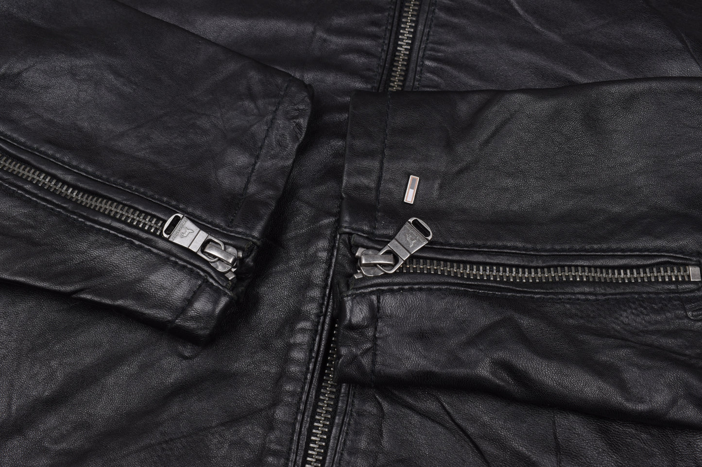* Emilio Adani Mens Black Leather Hooded Jacket, Size 54 L, Excellent 9/10