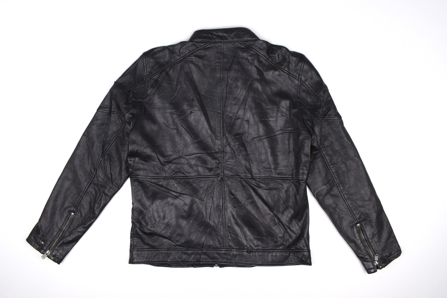 * Emilio Adani Mens Black Leather Hooded Jacket, Size 54 L, Excellent 9/10