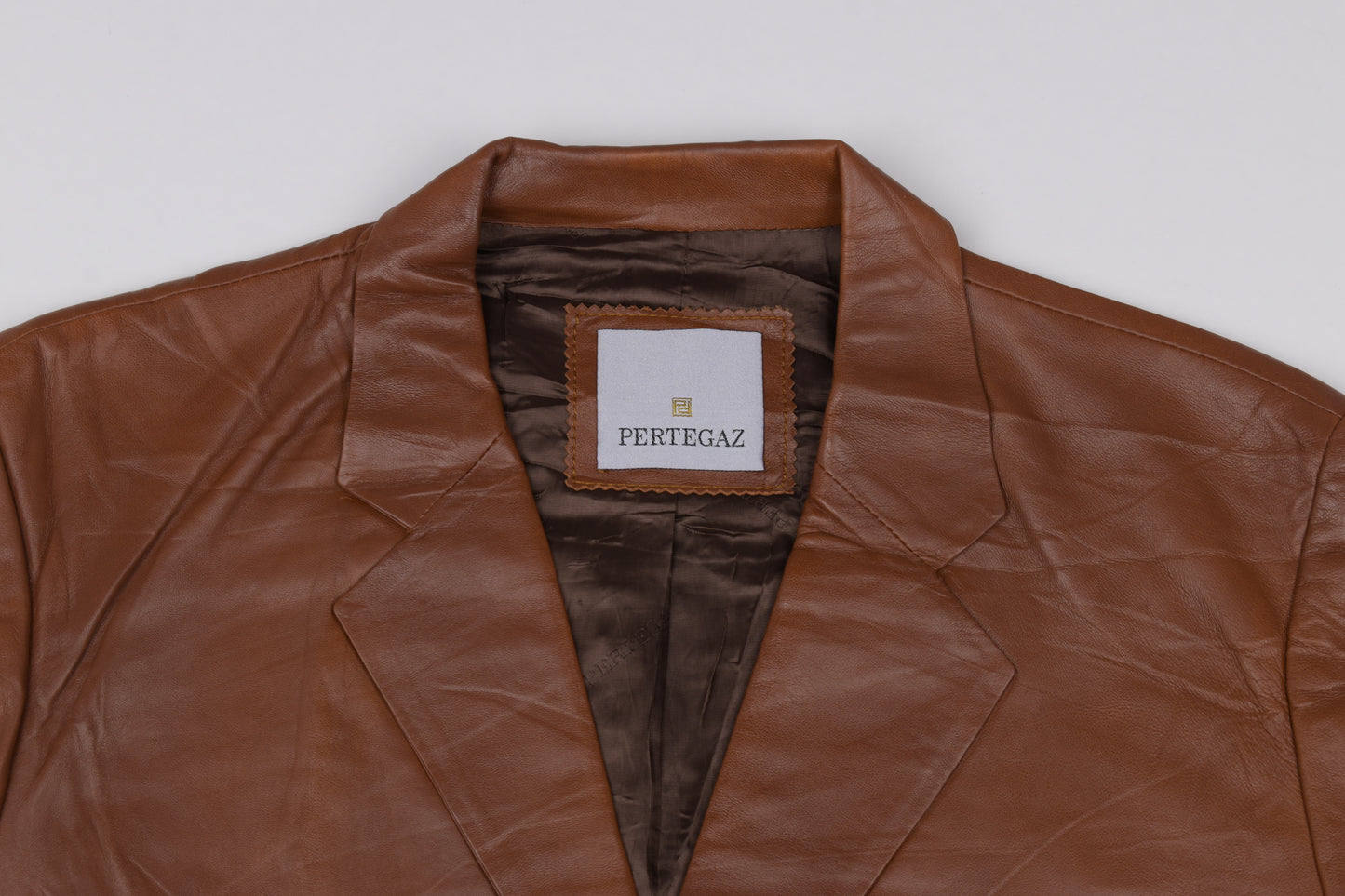 * Pertegaz Brown Leather Men Blazer, Size 56 XL, Excellent 9/10