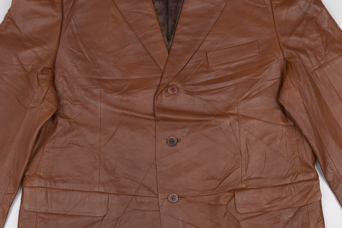 * Pertegaz Brown Leather Men Blazer, Size 56 XL, Excellent 9/10
