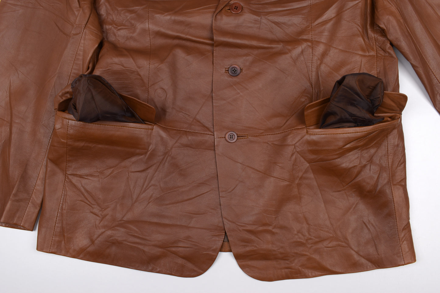 * Pertegaz Brown Leather Men Blazer, Size 56 XL, Excellent 9/10