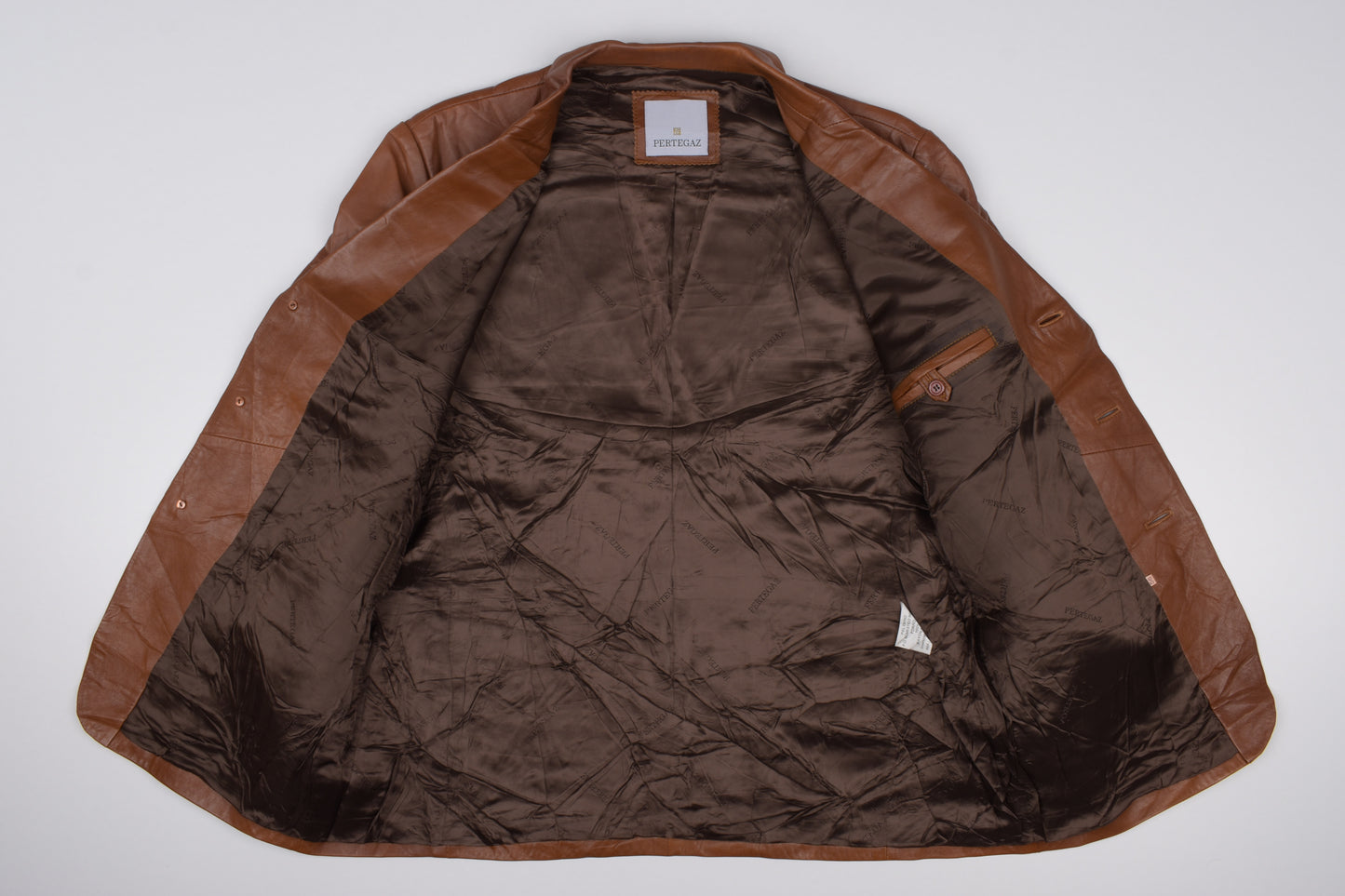 * Pertegaz Brown Leather Men Blazer, Size 56 XL, Excellent 9/10