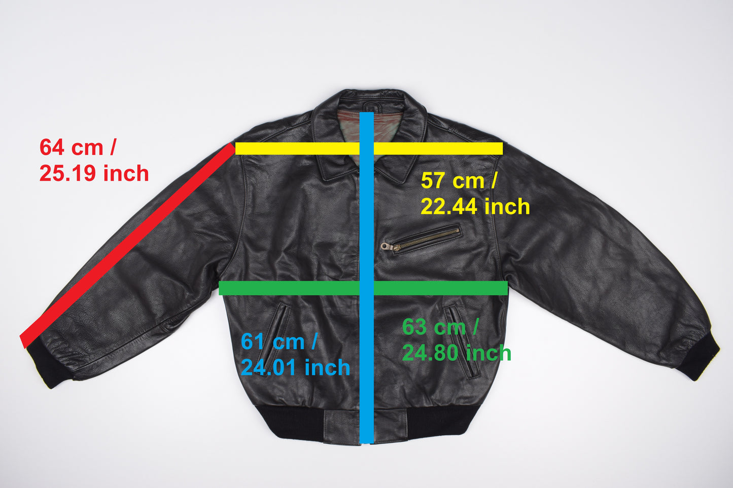 * Classic Mauritius Men Oversize Black Leather Bomber Jacket, riri Zipper, Size M, Excellent 10/10
