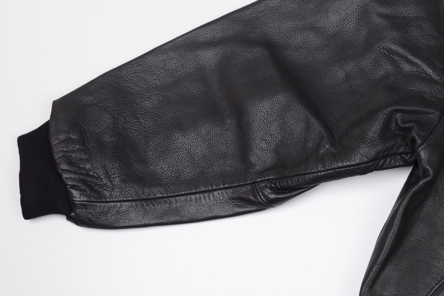 * Classic Mauritius Men Oversize Black Leather Bomber Jacket, riri Zipper, Size M, Excellent 10/10