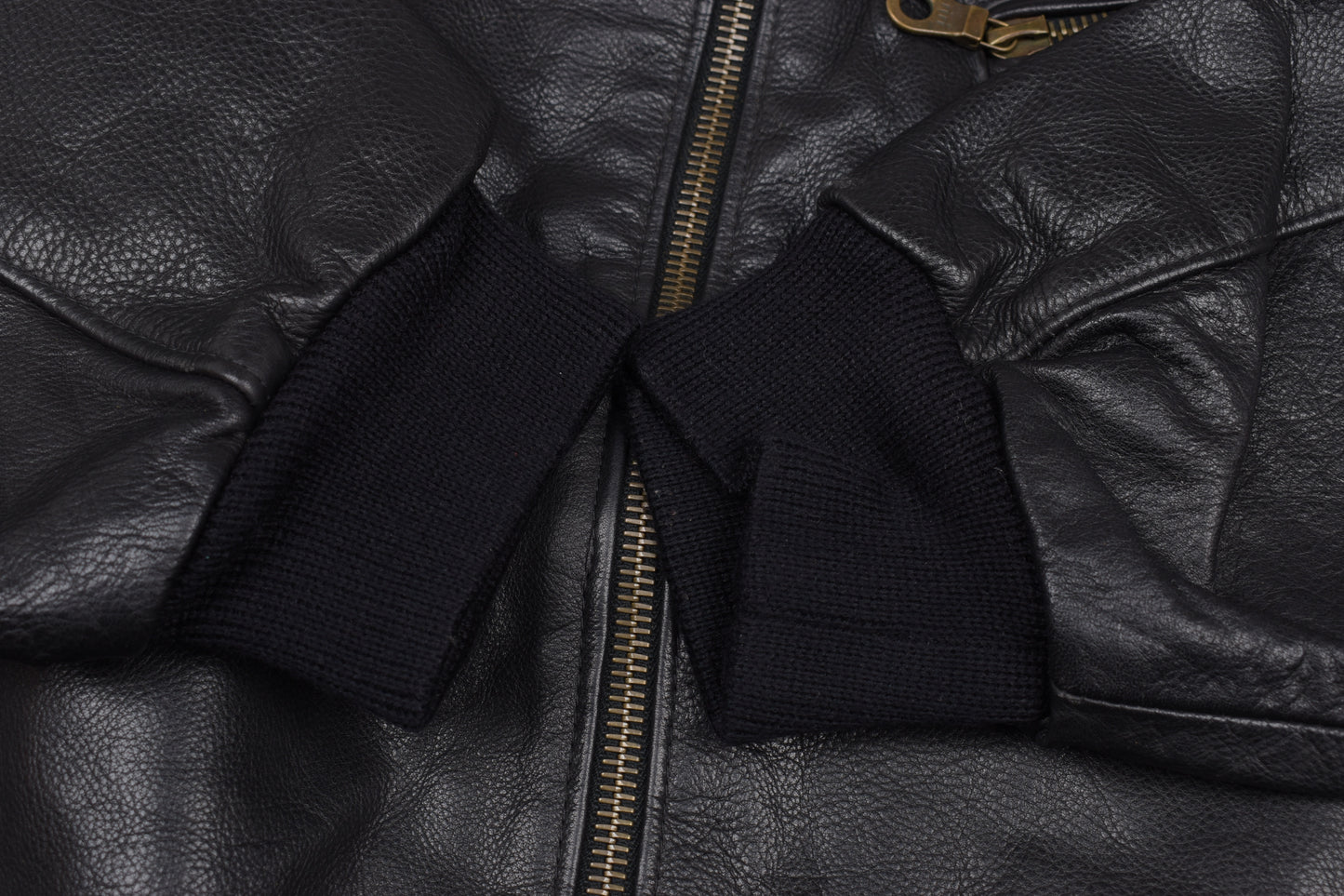 * Classic Mauritius Men Oversize Black Leather Bomber Jacket, riri Zipper, Size M, Excellent 10/10