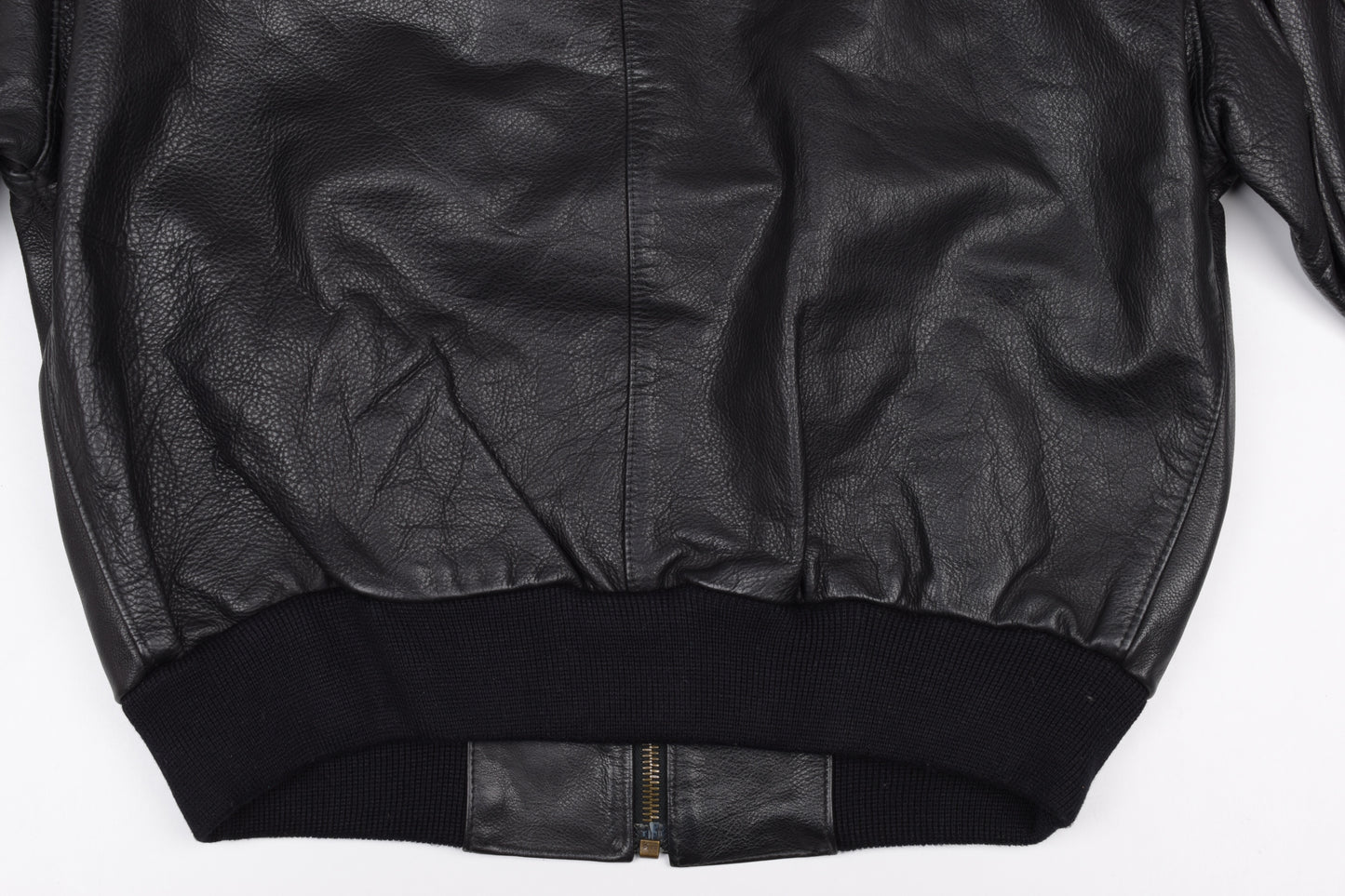 * Classic Mauritius Men Oversize Black Leather Bomber Jacket, riri Zipper, Size M, Excellent 10/10