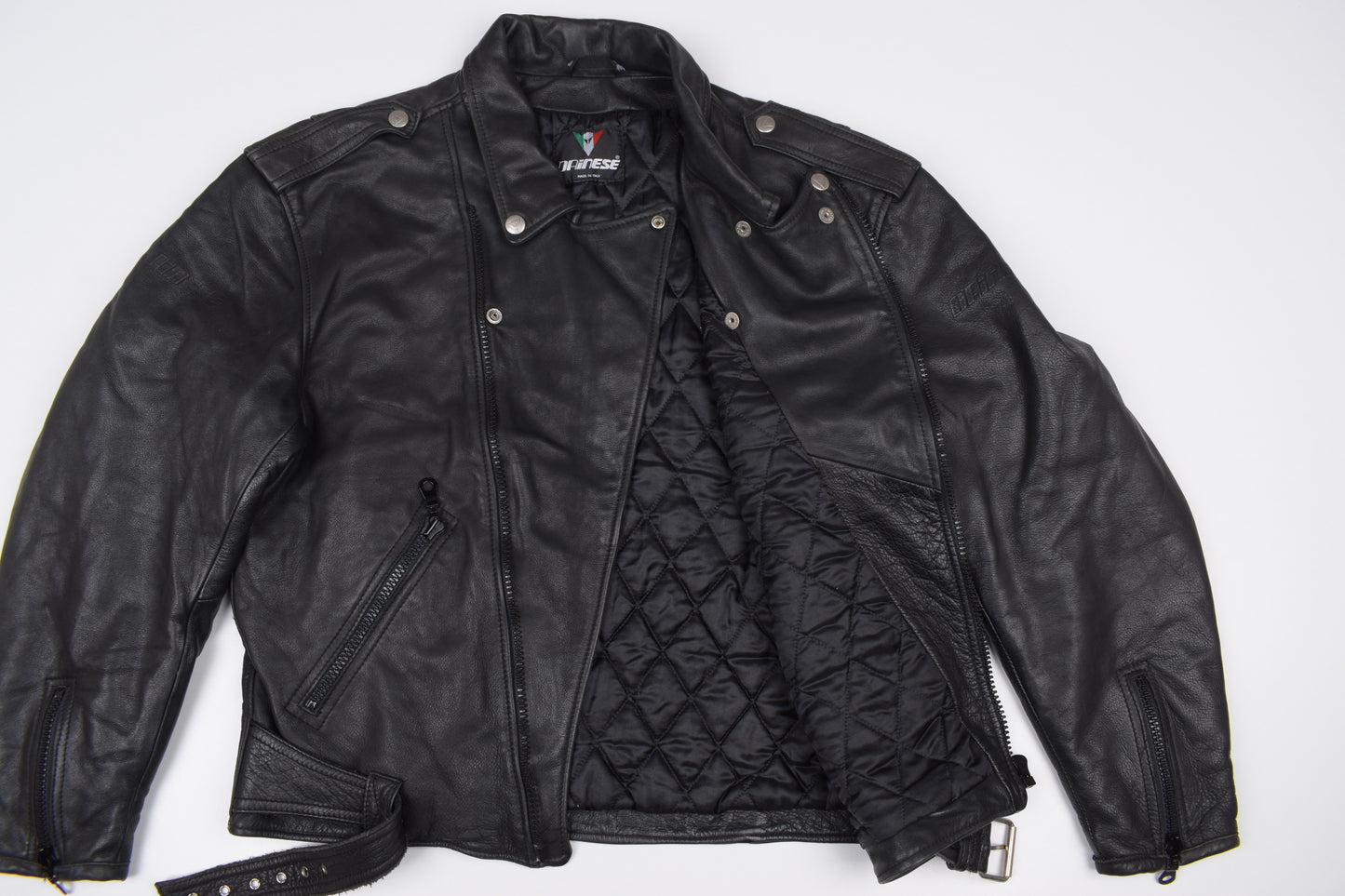 * Dainese Biker Men Black Leather Jacket, Made in Italy, Size 54, Excellent 9/10