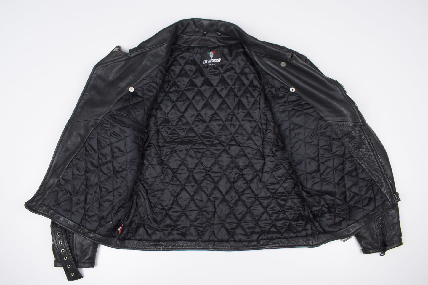 * Dainese Biker Men Black Leather Jacket, Made in Italy, Size 54, Excellent 9/10