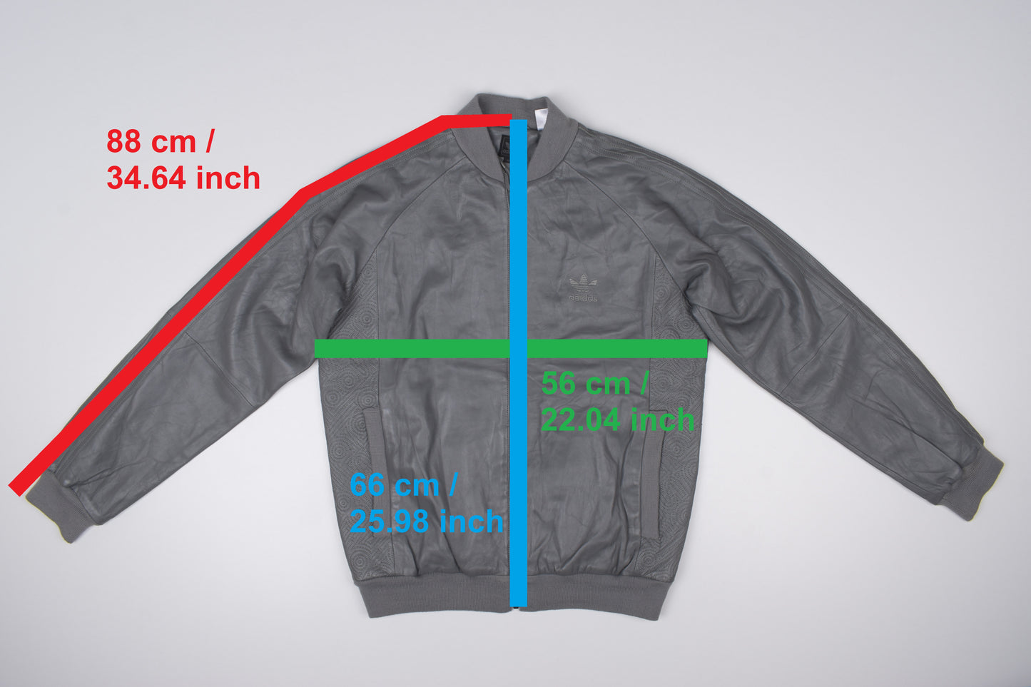 * Adidas Leather Gray Track Jacket, Size 50 M, Excellent 10/10