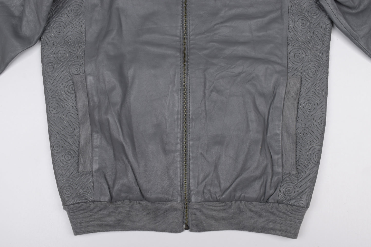 * Adidas Leather Gray Track Jacket, Size 50 M, Excellent 10/10