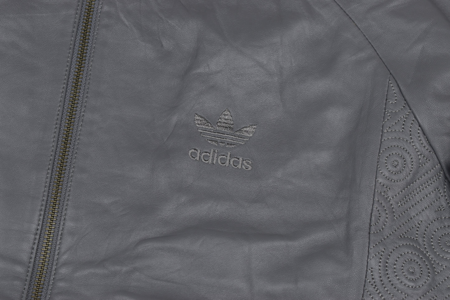 * Adidas Leather Gray Track Jacket, Size 50 M, Excellent 10/10