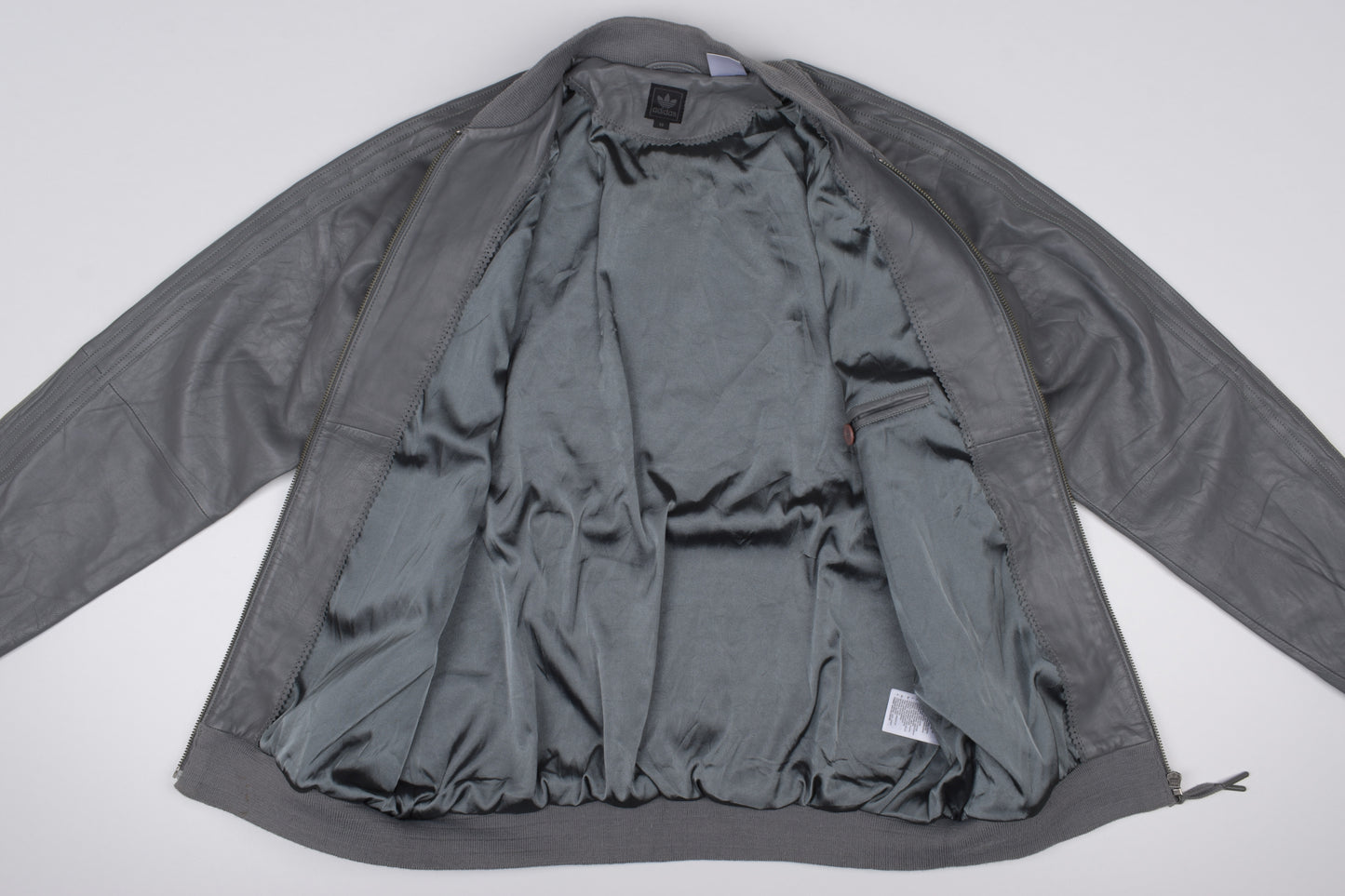 * Adidas Leather Gray Track Jacket, Size 50 M, Excellent 10/10