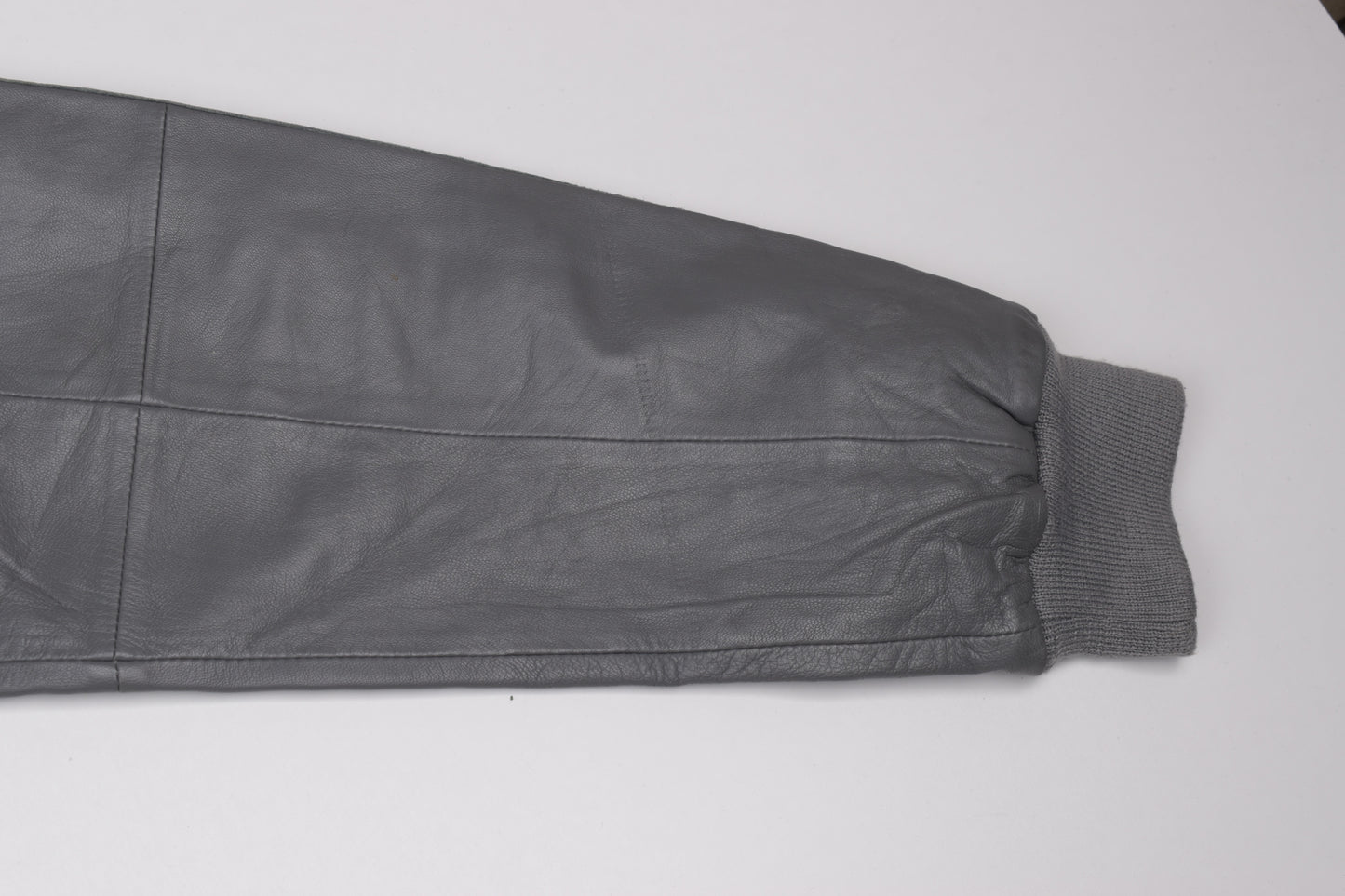 * Adidas Leather Gray Track Jacket, Size 50 M, Excellent 10/10