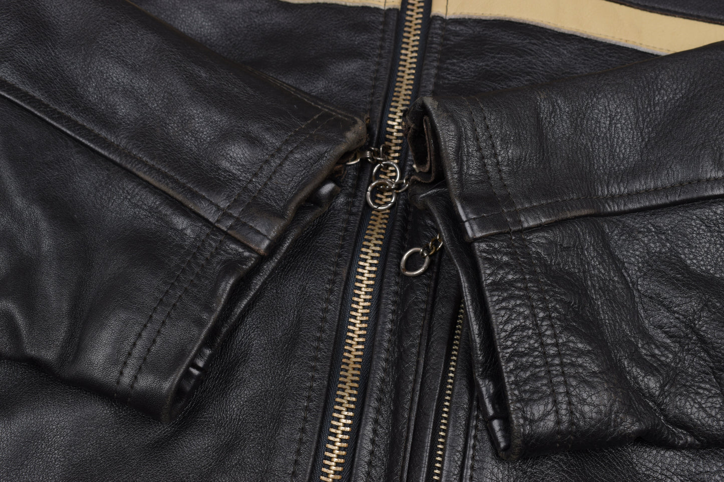 * Vintage Chevignon Motorcycle Black Leather Jacket, Size XXL, V.Good 8/10