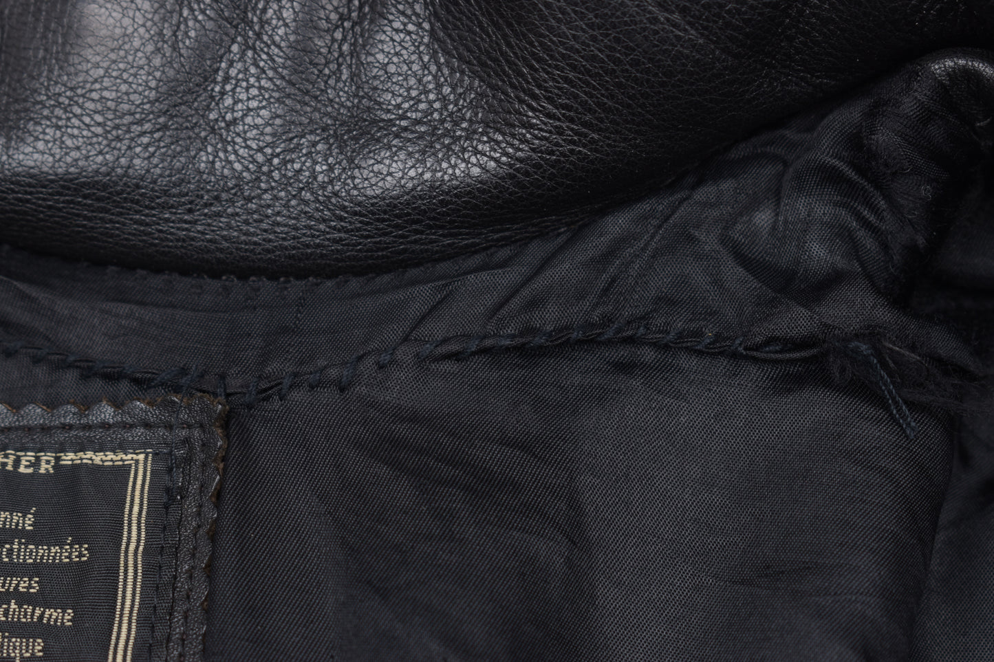 * Vintage Chevignon Motorcycle Black Leather Jacket, Size XXL, V.Good 8/10