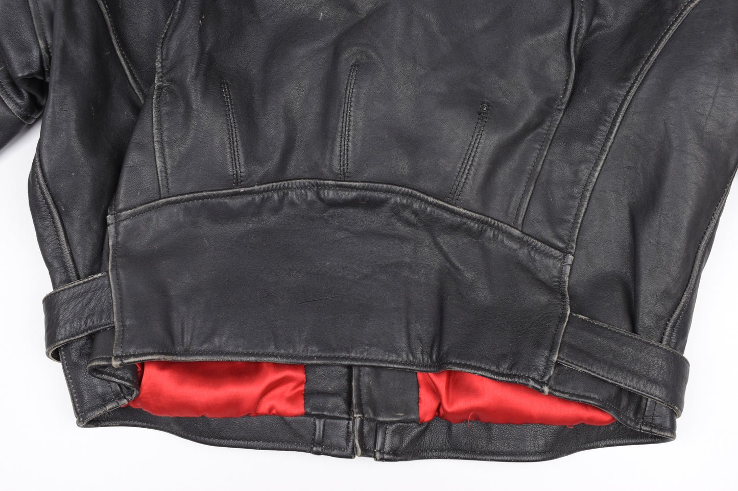 Vintage Harley Davidson Black Distressed Leather Motorcycle Jacket Made in USA, Size XL, V.Good 8/10 *