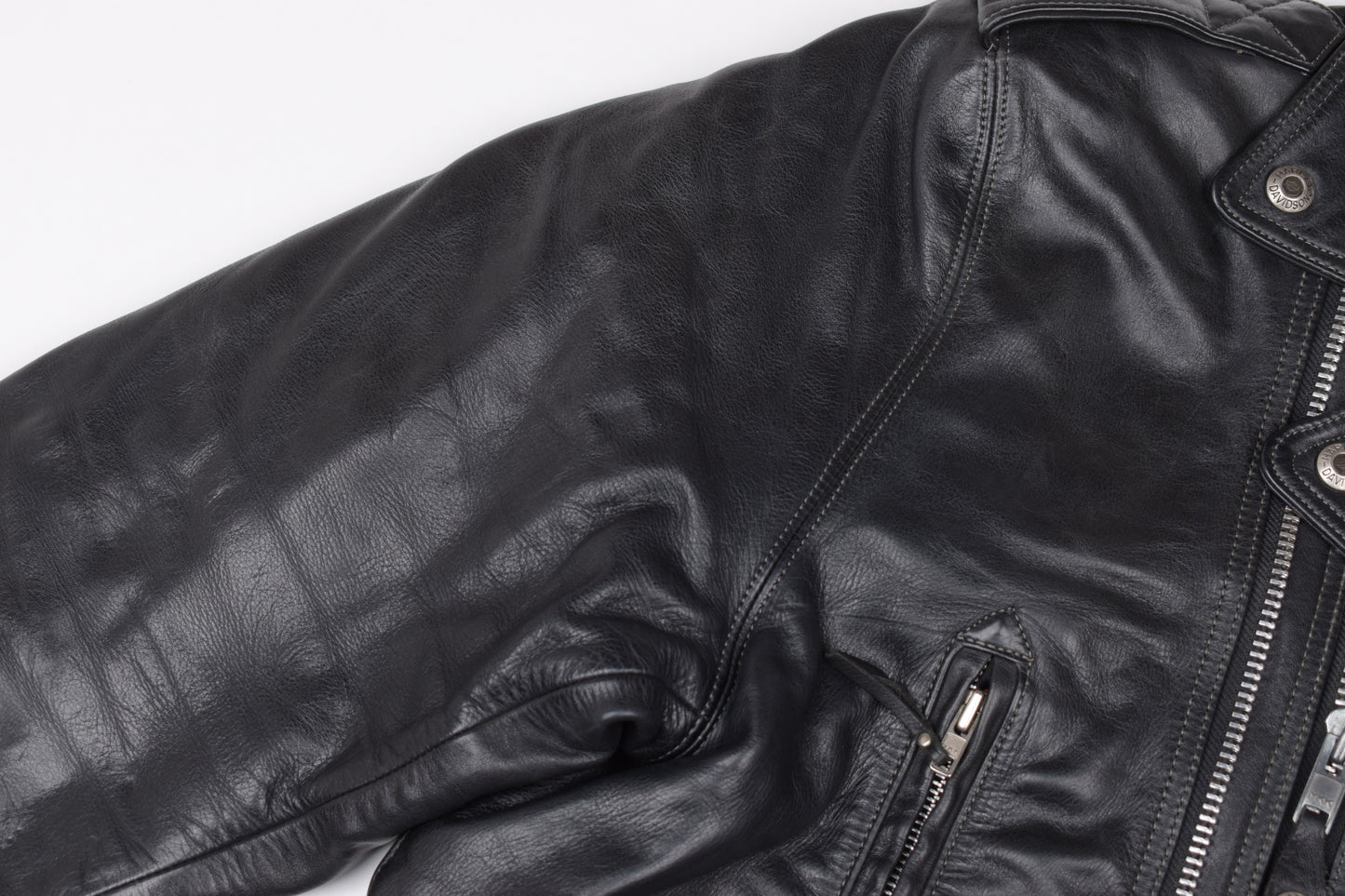 * Harley Davidson Mens Riding Motorbike Biker Black Leather Jacket, Size XXL, V.Good 8/10