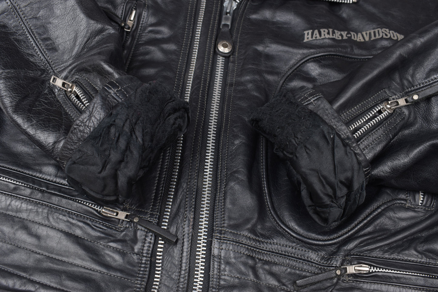 * Harley Davidson Mens Riding Motorbike Biker Black Leather Jacket, Size XXL, V.Good 8/10