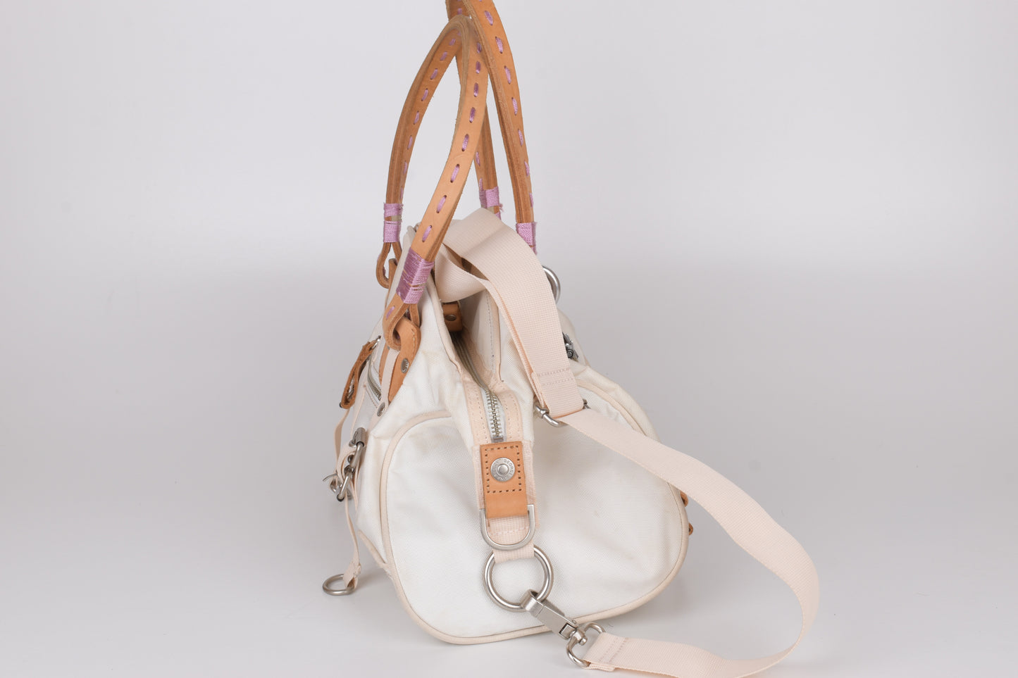 * George Gina & Lucy "Cortina Deluxe" Polyster and Leather White Shoulder Bag 37x25cm Excellent 9/10 *