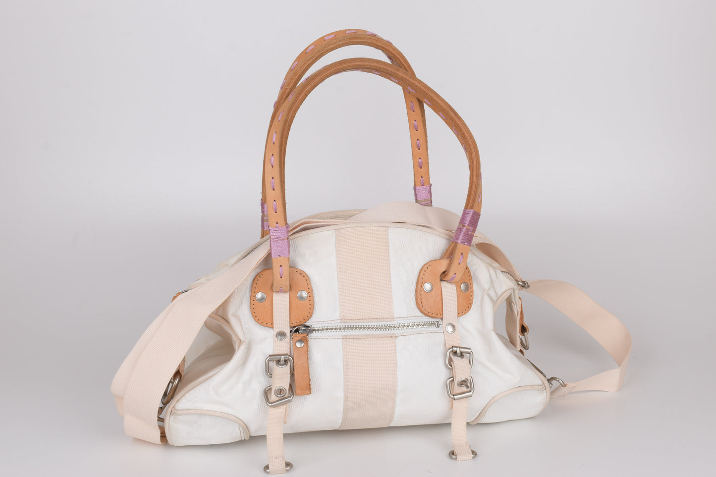 * George Gina & Lucy "Cortina Deluxe" Polyster and Leather White Shoulder Bag 37x25cm Excellent 9/10 *
