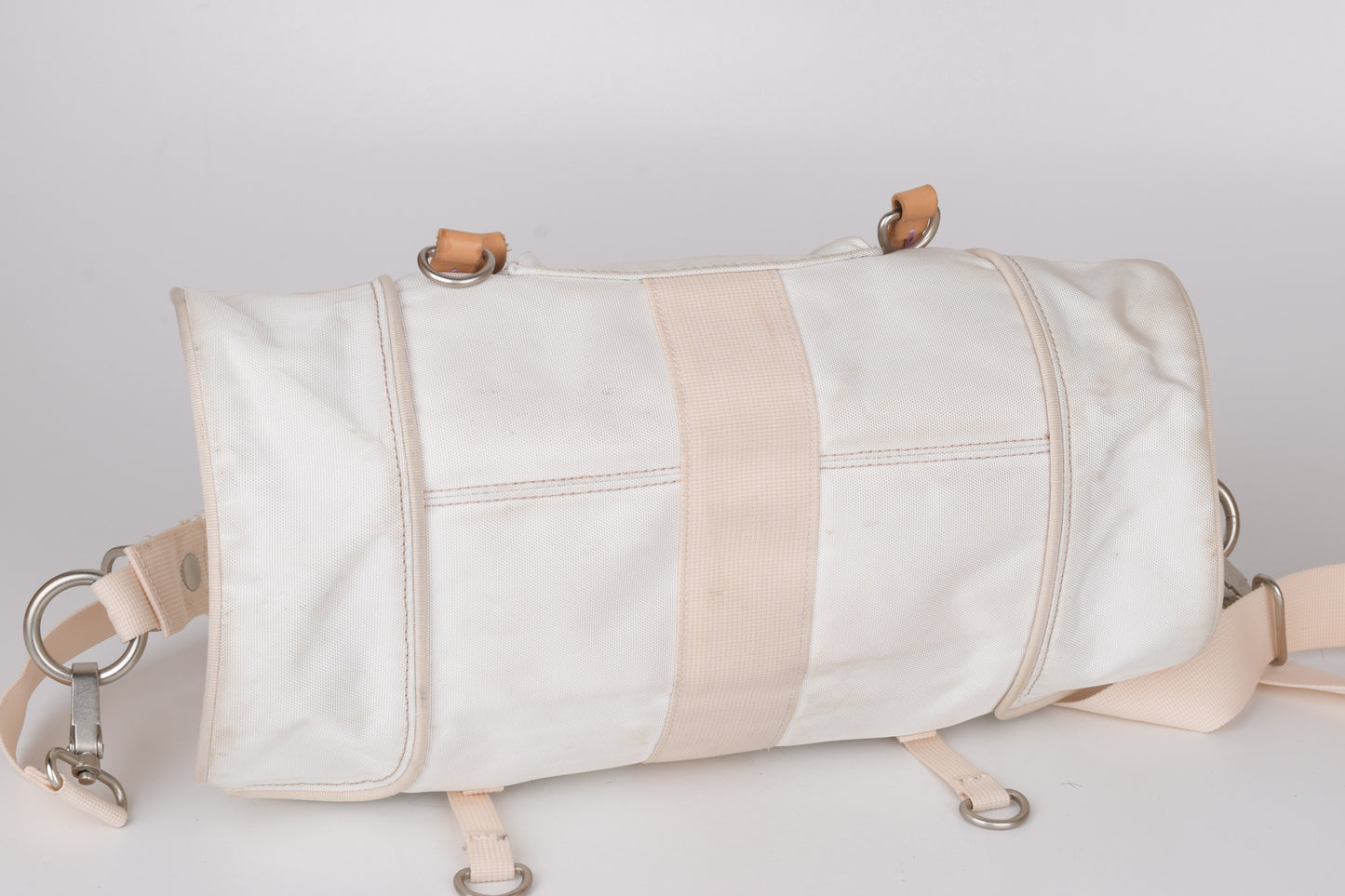 * George Gina & Lucy "Cortina Deluxe" Polyster and Leather White Shoulder Bag 37x25cm Excellent 9/10 *