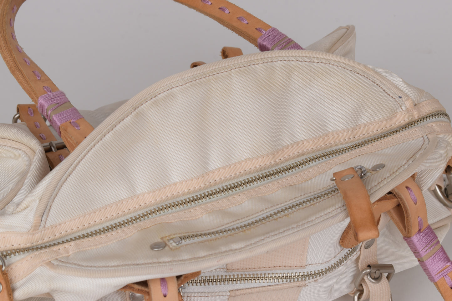 * George Gina & Lucy "Cortina Deluxe" Polyster and Leather White Shoulder Bag 37x25cm Excellent 9/10 *