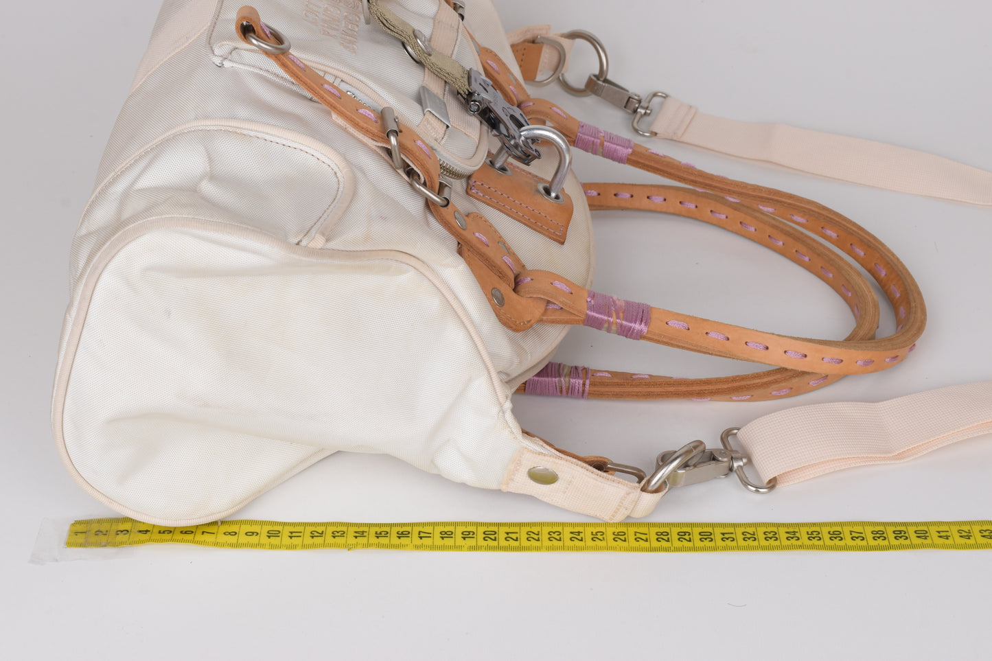 * George Gina & Lucy "Cortina Deluxe" Polyster and Leather White Shoulder Bag 37x25cm Excellent 9/10 *