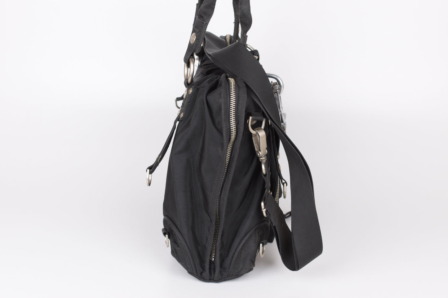 * George Gina & Lucy "Sexy Strappy" Black Shoulder Bag 40x29cm V.Good 7/10 *