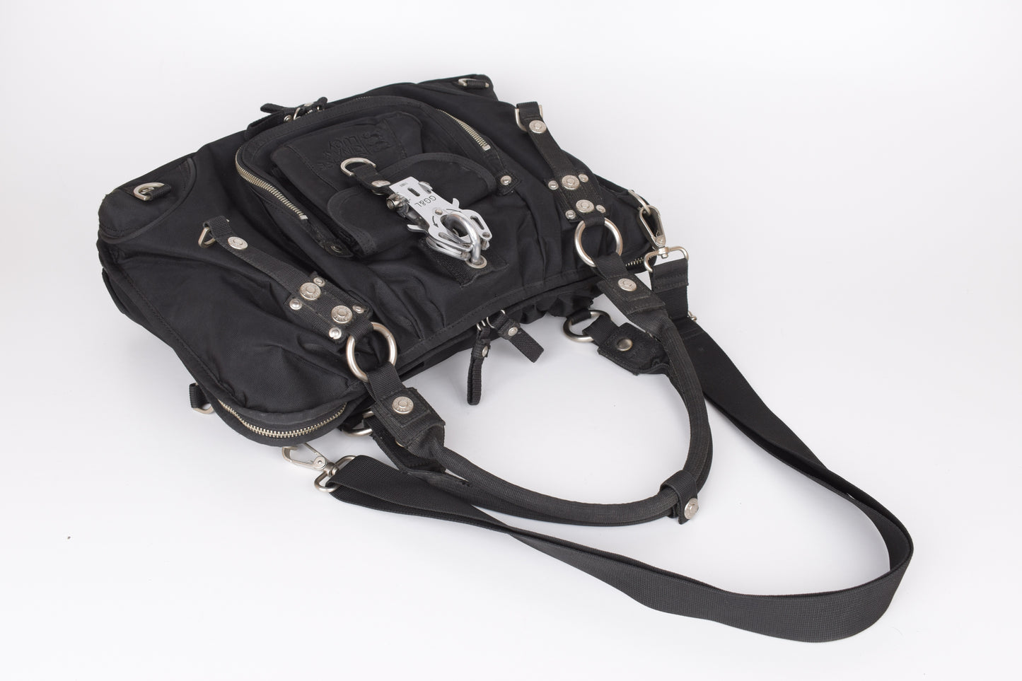 * George Gina & Lucy "Sexy Strappy" Black Shoulder Bag 40x29cm V.Good 7/10 *