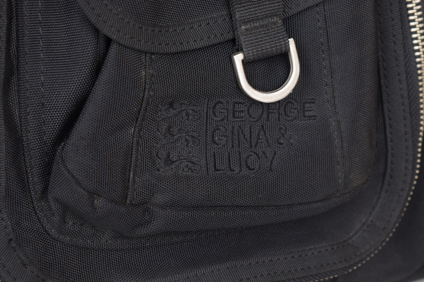 * George Gina & Lucy "Sexy Strappy" Black Shoulder Bag 40x29cm V.Good 7/10 *