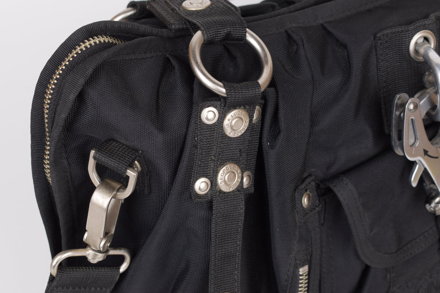 * George Gina & Lucy "Sexy Strappy" Black Shoulder Bag 40x29cm V.Good 7/10 *