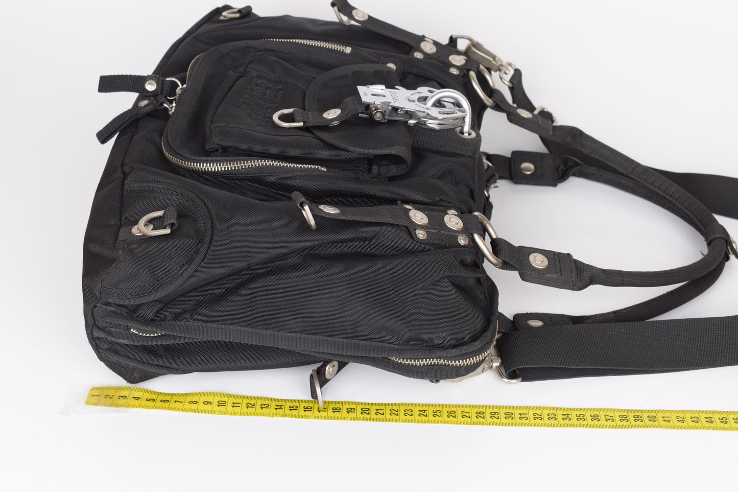 * George Gina & Lucy "Sexy Strappy" Black Shoulder Bag 40x29cm V.Good 7/10 *