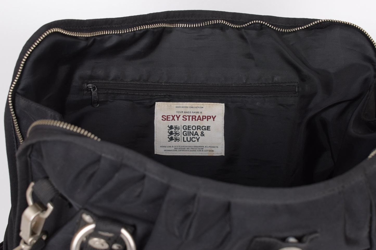 * George Gina & Lucy "Sexy Strappy" Black Shoulder Bag 40x29cm V.Good 7/10 *