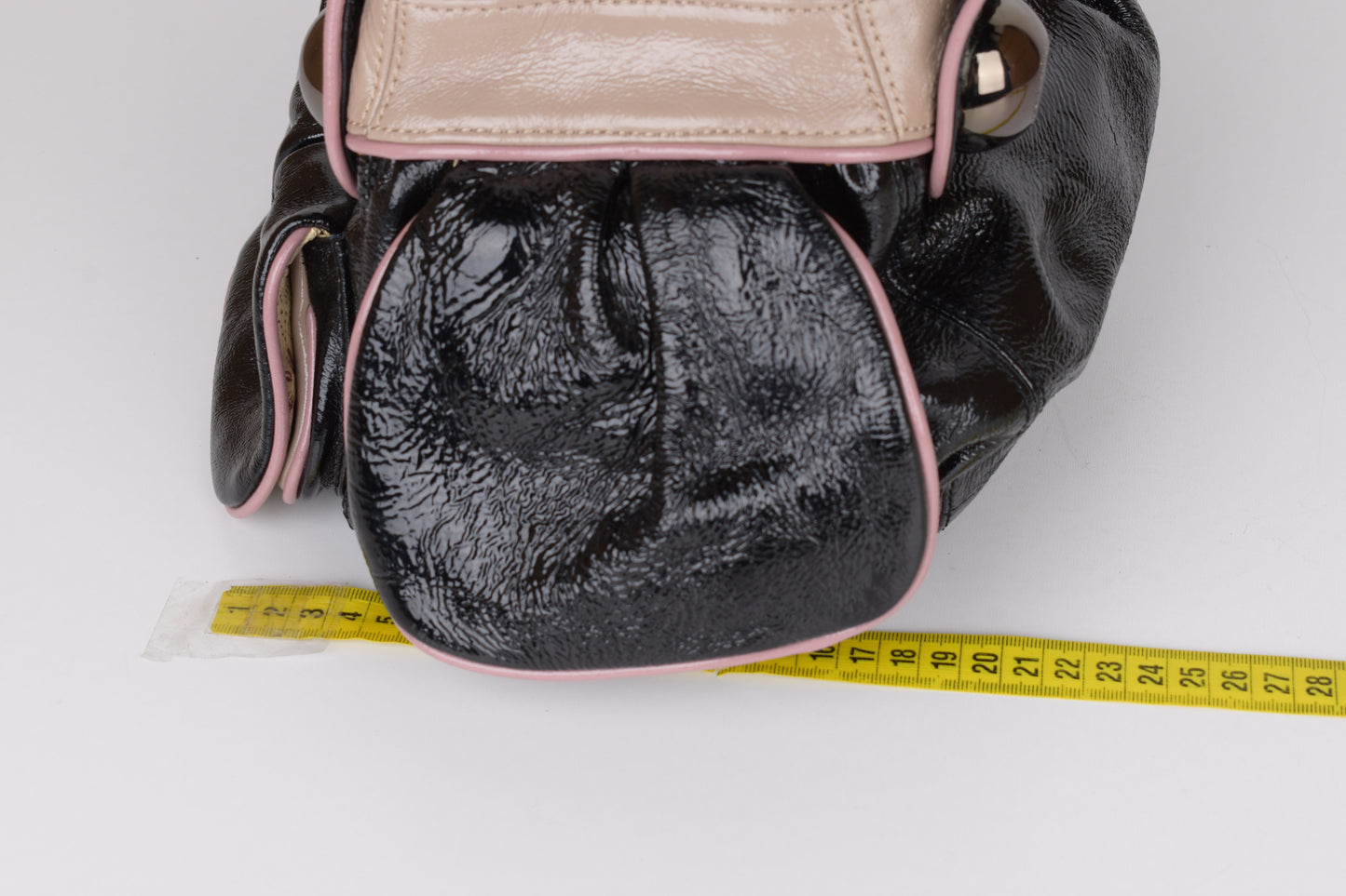 * George Gina & Lucy Black and Pink Leather Handbag 38x22cm Excellent 10/10