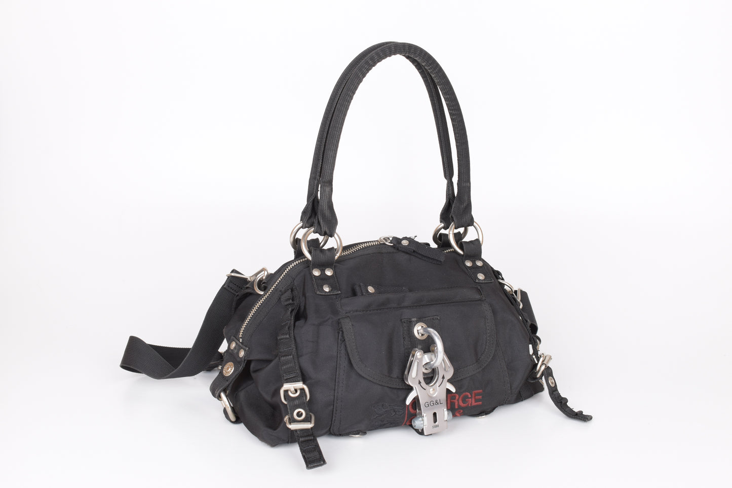 * George Gina & Lucy "Paradise Angel" Black Shoulder Bag 34x19cm V.Good 8/10
